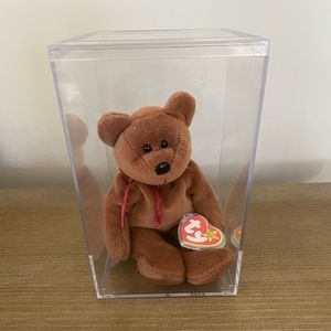 Rare Ty Beanie Baby “Teddy” in Display Case